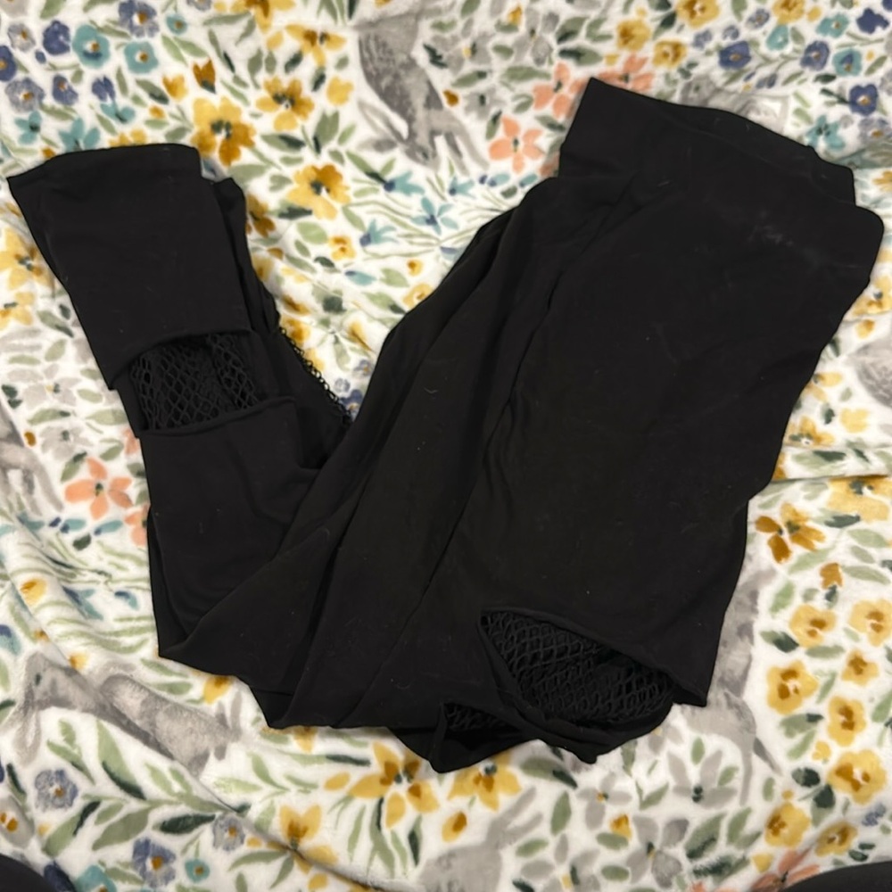 Torrid Black Distresses Leggings With Fishnets